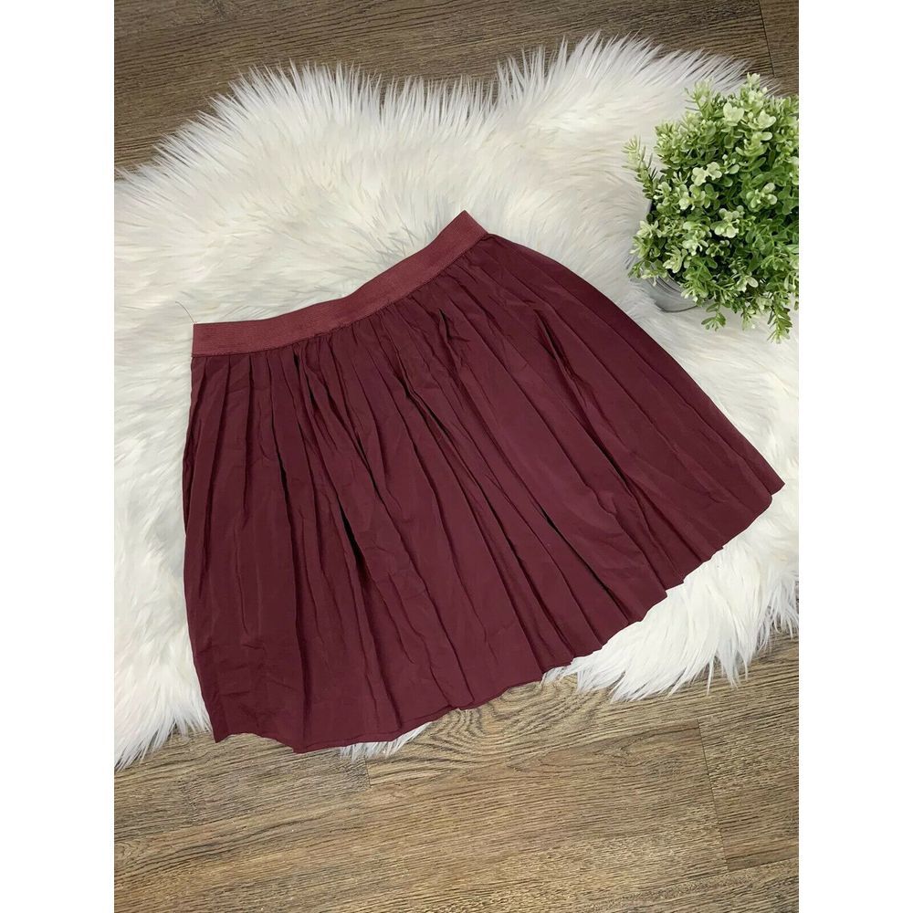 Oxblood Accordion Pleat Mini Skirt DIVIDED by H&M